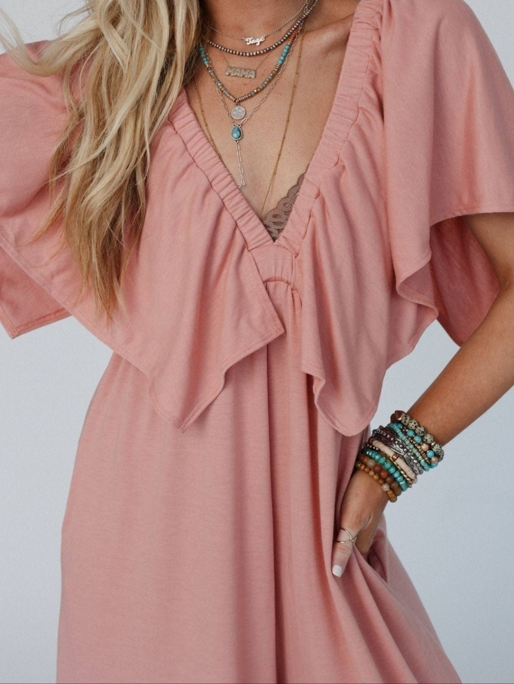 NWT Open Back Ruffle Jumpsuit - In Shadow Blush - Picture 6 of 9